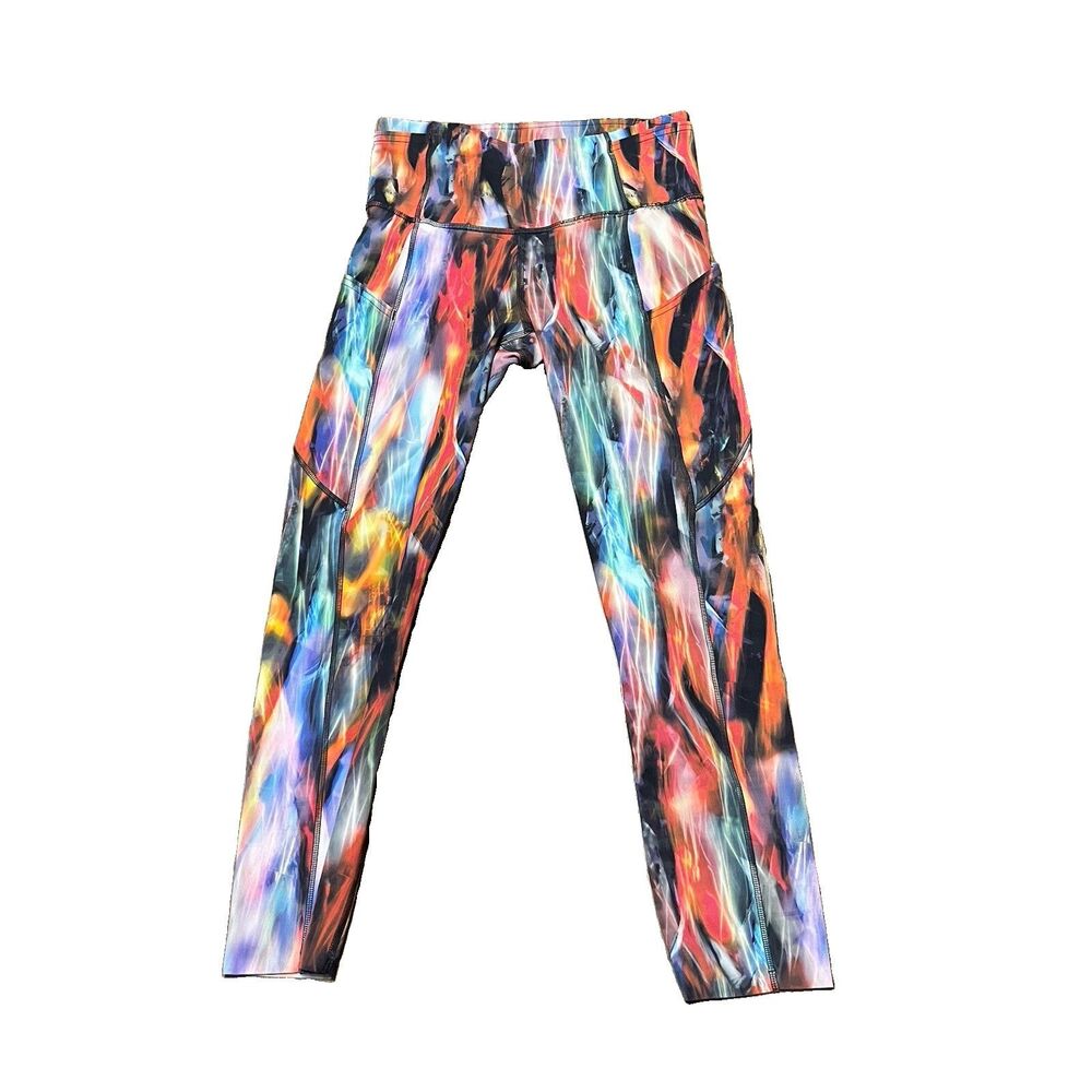 Lululemon Fast and Free Chroma Fusion Multi High Rise Crop Pant Size 4 EUC 23"